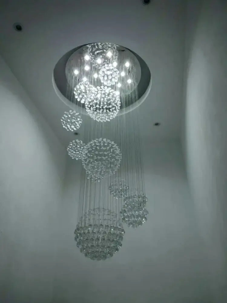 Decorbites™ modern crystal chandelier with 13 lights features clear faceted crystals and led bulbs for high ceiling use