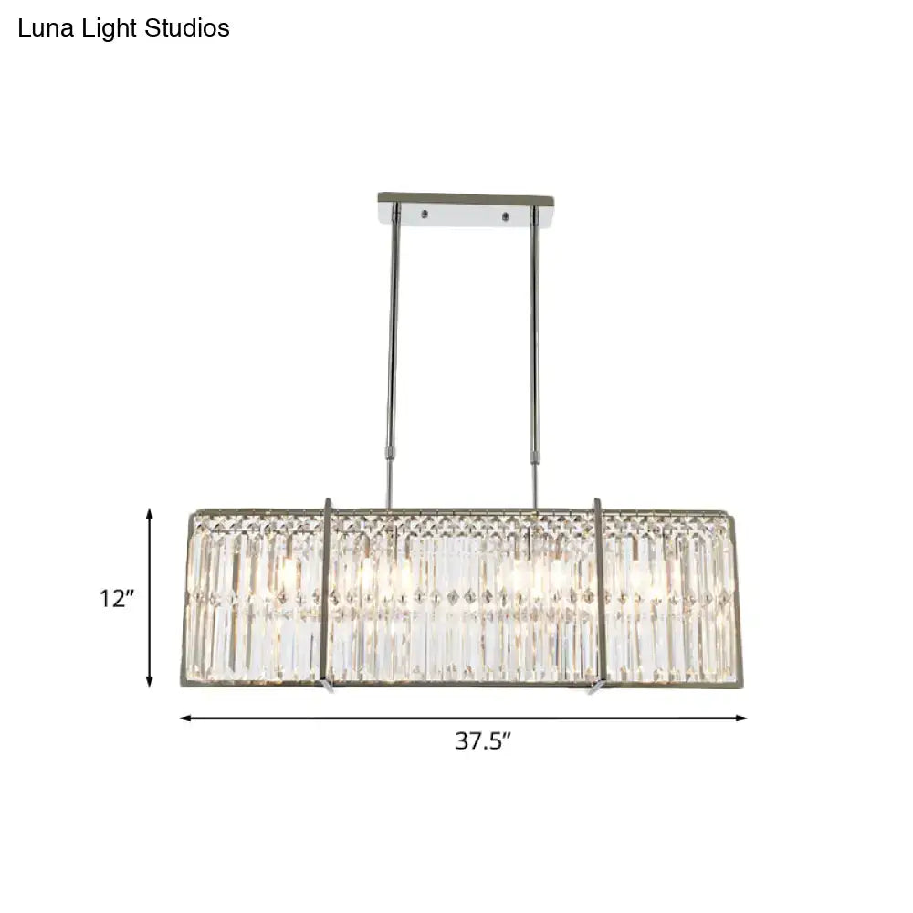 DecorBites modern crystal rod island pendant with 5 lights chrome finish and vertical prisms for dining room lighting