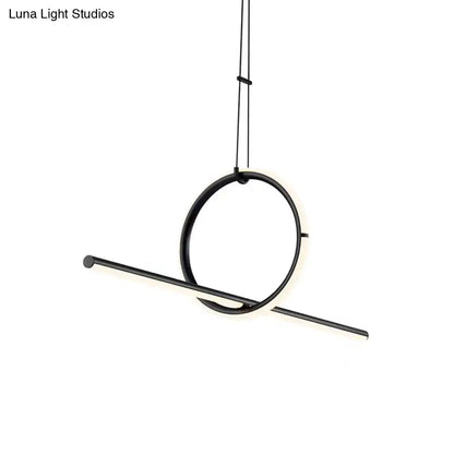 Decorbites modern designer line art black metallic ceiling light with circular frame and led for dining room island lighting