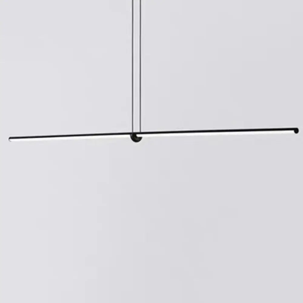 Decorbites modern designer line art black metallic ceiling light with minimalist linear design for dining room island lighting