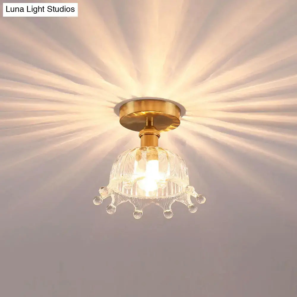 DecorBites™ modern floral glass ceiling light with golden tones and crystal accents for 110v-120v 220v-240v use