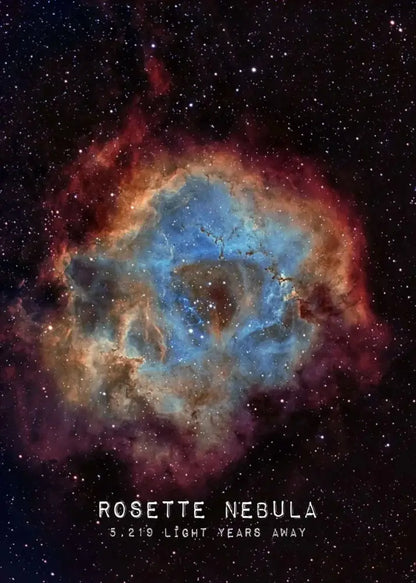 DecorBites™ modern galaxy canvas featuring rosette nebula in blue and red, ideal wall art piece for home decor