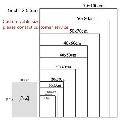 A4-sized gray rectangular box labeled a4 showcasing dimensions for decorbites™ modern geometric bauhaus canvas wall art