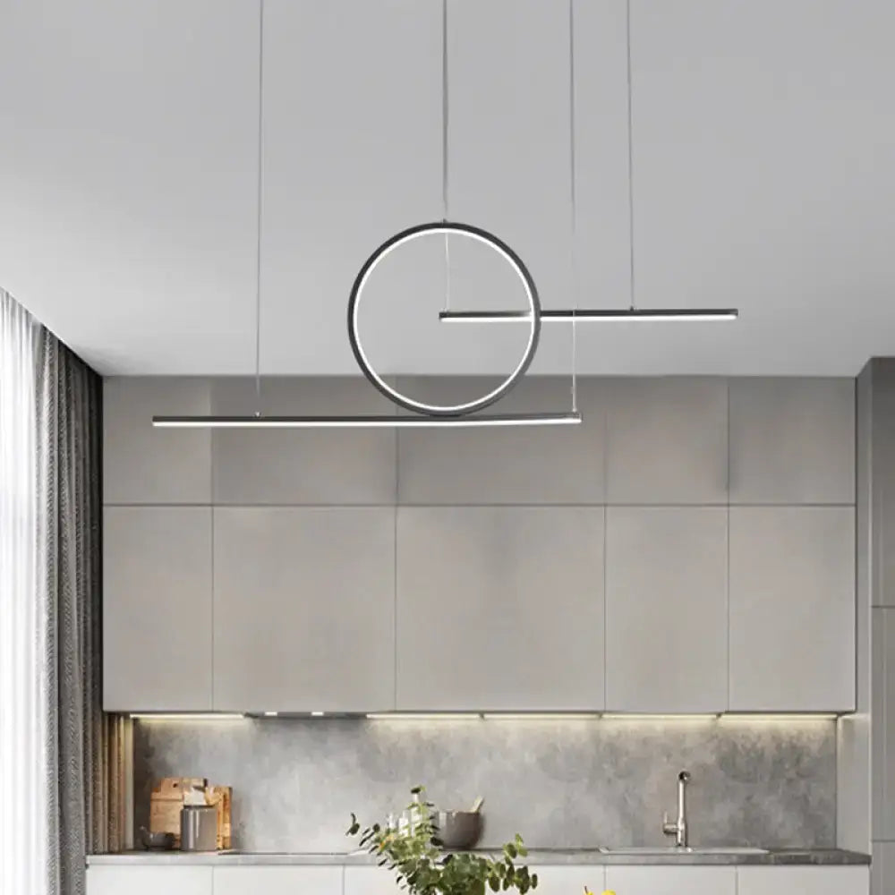 DecorBites modern geometric led pendant light in black and gold with warm white illumination for kitchen and island lighting