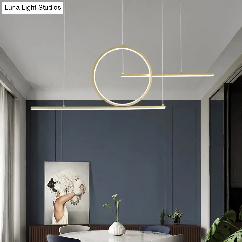 Decorbites modern geometric led pendant light in black and gold with warm white illumination for kitchen lighting