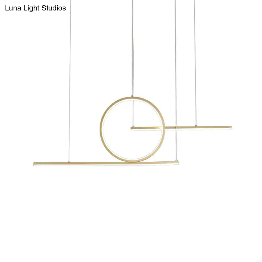 DecorBites™ modern gold-toned led pendant light with geometric design and warm white illumination for kitchen and island lighting
