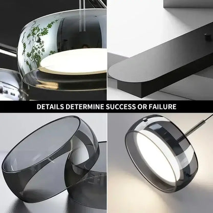 DecorBites modern black glass pendant light with sleek minimalist design and integrated led lighting for dining table