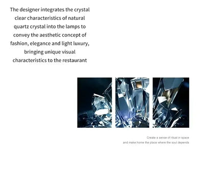 Clear faceted quartz crystal pendant light from DecorBites modern glass dining table pendant collection