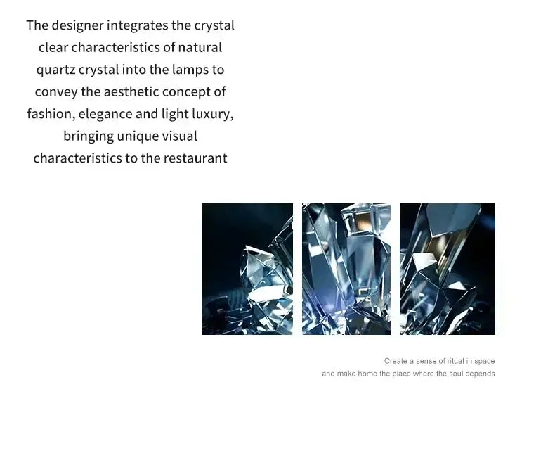 Clear faceted quartz crystal pendant light from DecorBites modern glass dining table pendant collection