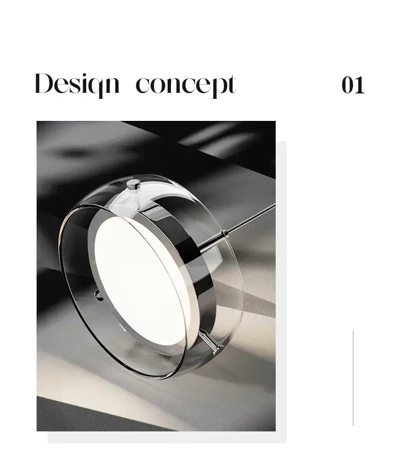 Decorbites modern glass dining table pendant light with sleek circular glass shade and polished chrome accents