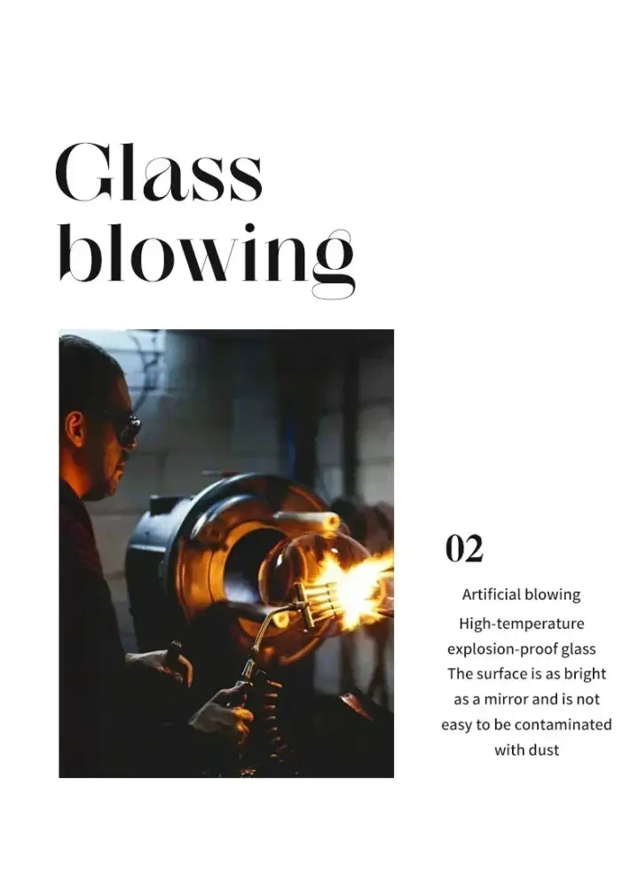 A craftsman shaping a glowing molten glass bulb for the DecorBites™ modern glass dining table pendant light