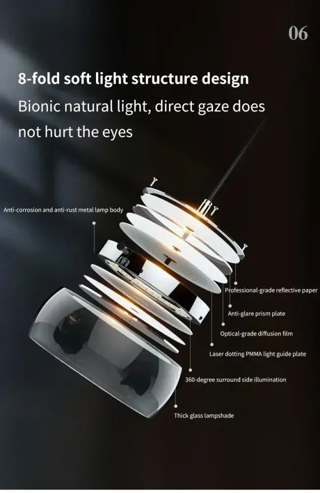Decorbites™ modern glass dining table pendant light with sleek layered white glass and metallic design for dining table use