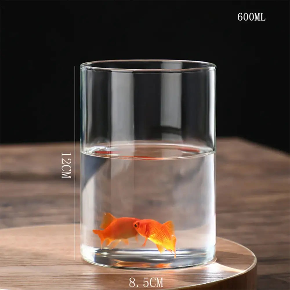 Decorbites™ modern clear glass hydroponic vase with 600ml capacity and two orange goldfish for wedding decor