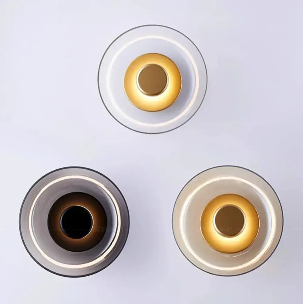 Decorbites™ modern glass led wall light featuring circular ceiling wall lights with gold and silver metallic finishes
