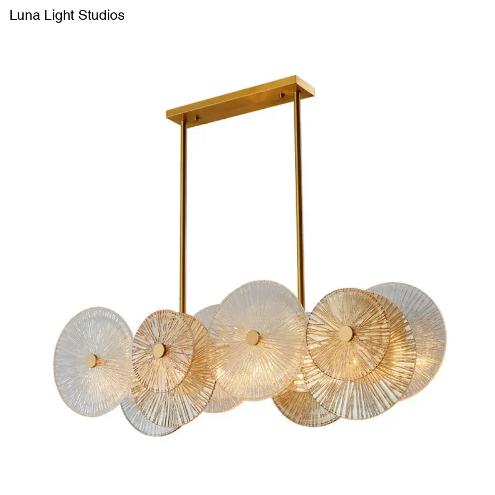 Decorbites modern gold finish pendant light with prismatic glass shade features 8 bulbs ideal for dining room or kitchen island