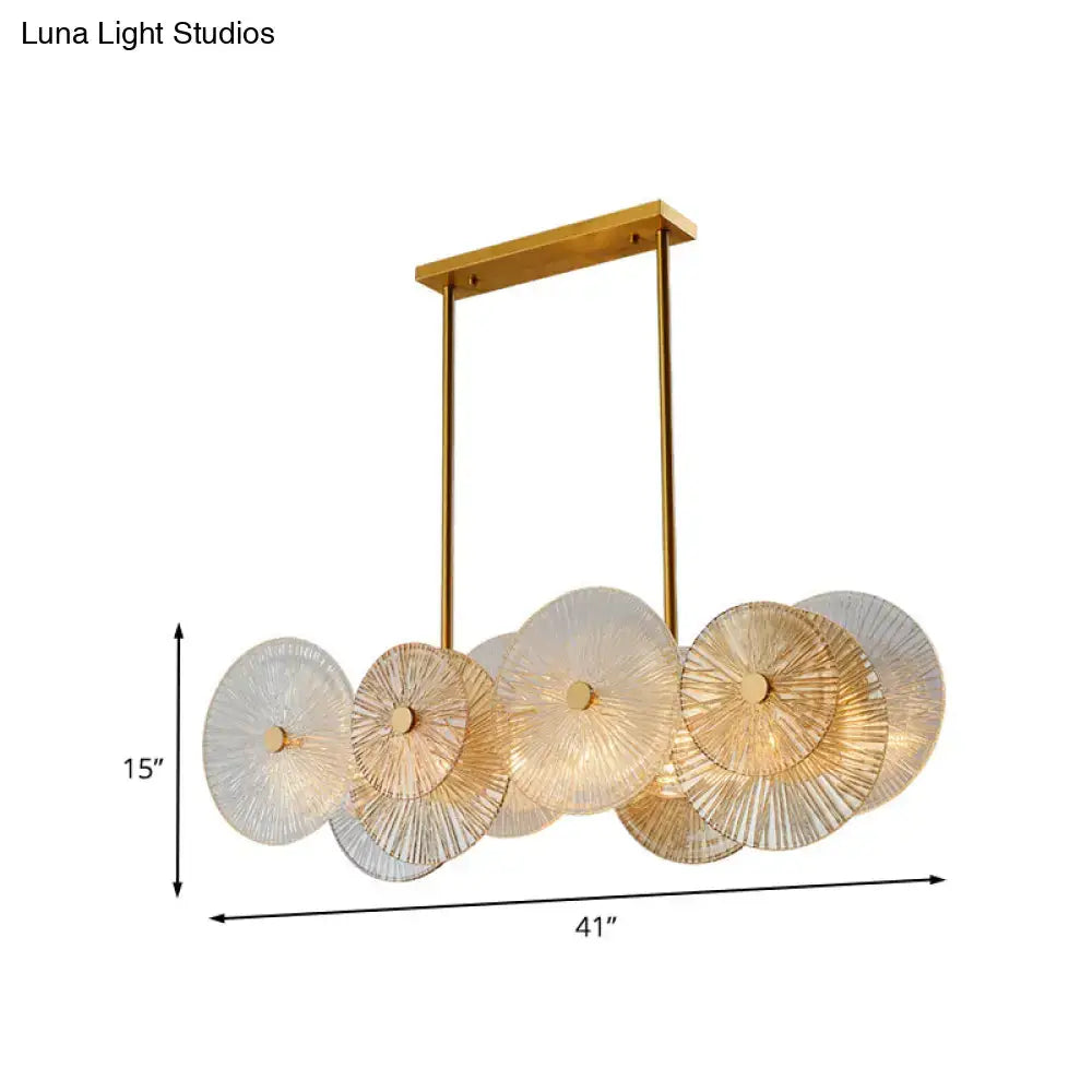 DecorBites™ modern gold finish pendant light with prismatic glass shade and 8 bulbs ideal for dining room or kitchen island