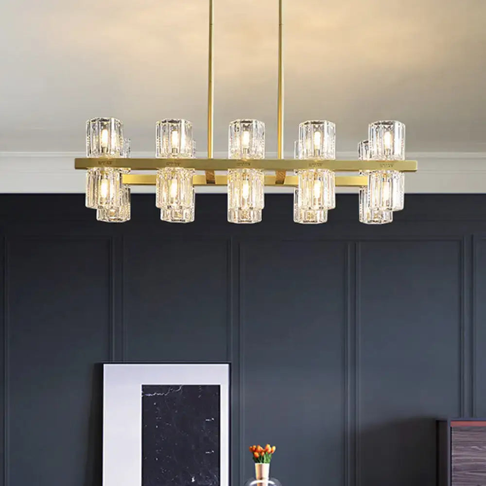 Gold-toned decorbites modern pendant light with cylindrical crystal glass cylinders for dining tables 220v-240v 110v-120v