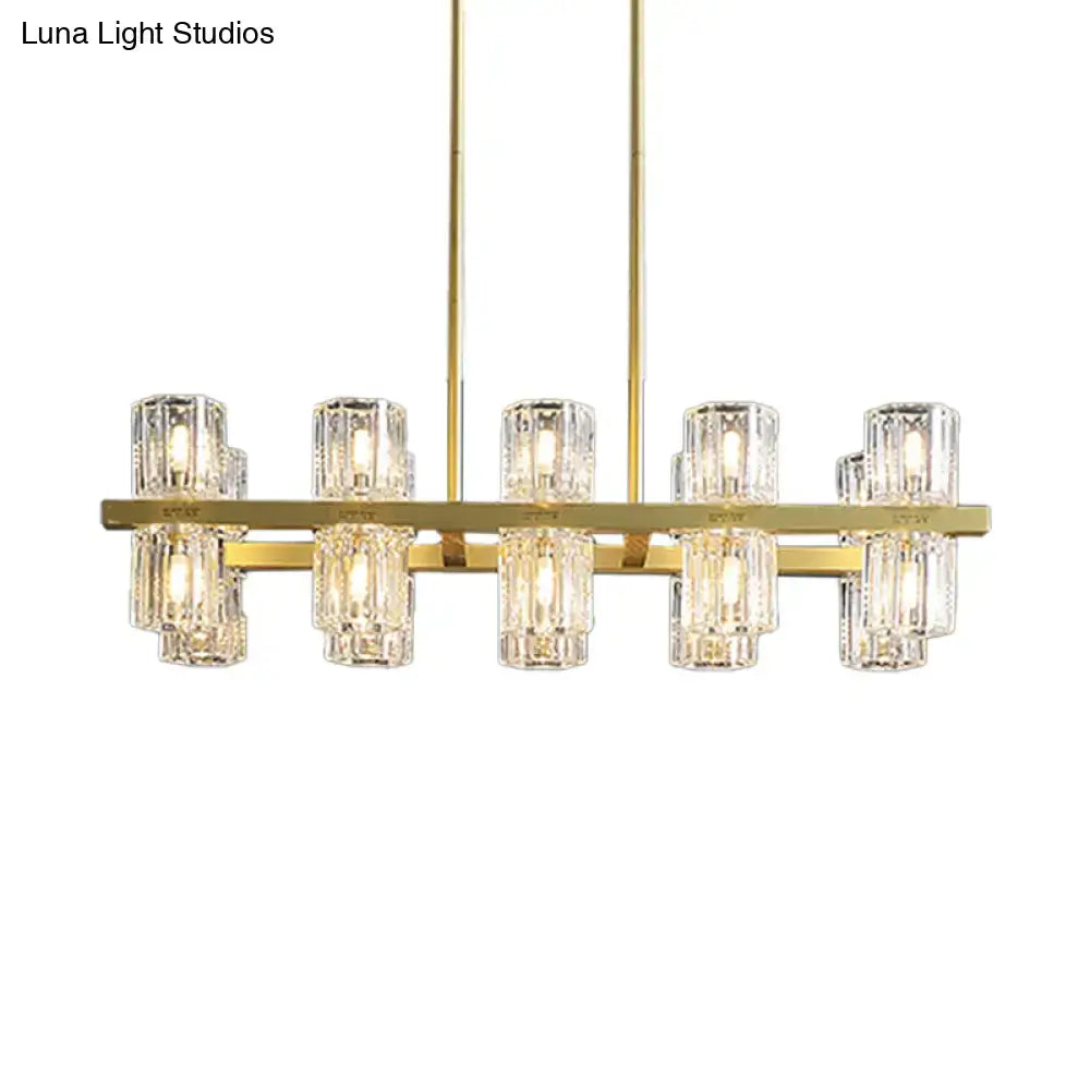 Decorbites™ modern golden cylindrical crystal pendant light with 10 island lights for dining tables 220v-240v 110v-120v