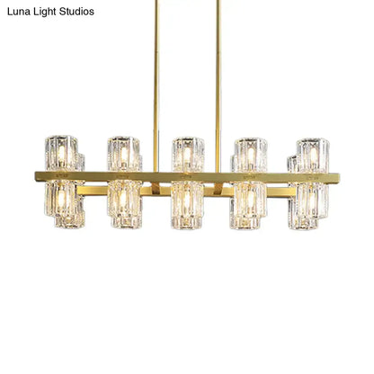 Decorbites™ modern golden cylindrical crystal pendant light with 10 island lights for dining tables 220v-240v 110v-120v
