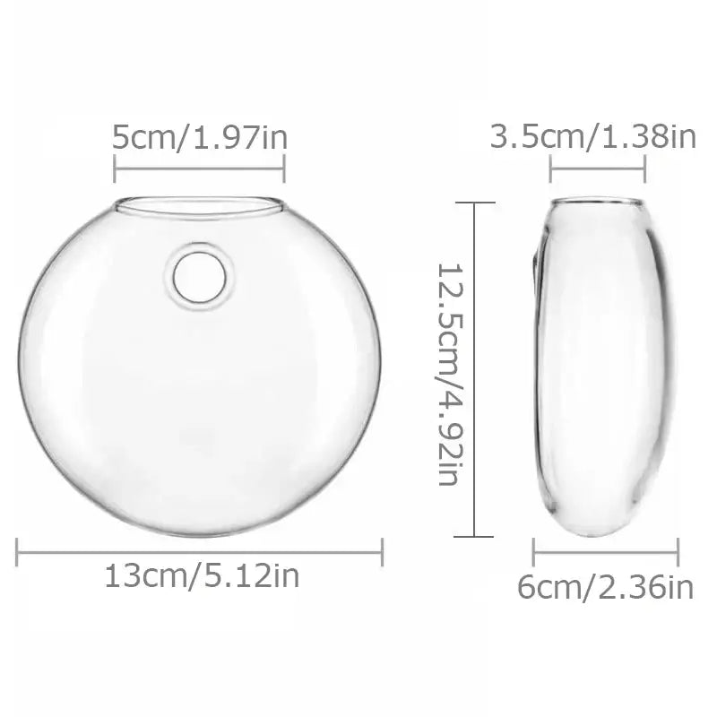 Decorbites™ modern hanging glass vase set of clear spherical and oval planters with smooth surfaces for home decor