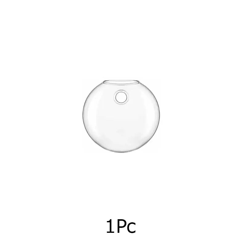 DecorBites™ modern hanging glass vase in clear spherical glass with small top opening for stylish home decor