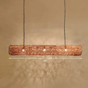 DecorBites modern hanging rattan ceiling light with copper woven wire and three bulbs for stunning contemporary tea room island
