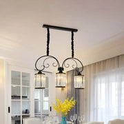 Black wrought iron decorbites modern island light with three clear crystal glass shades for 220v-240v and 110v-120v
