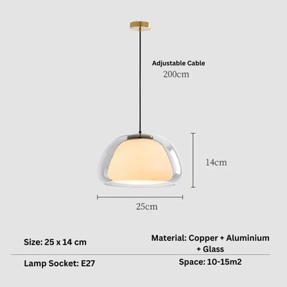 DecorBites modern jelly globe pendant light with a sleek dome-shaped glass shade and copper-aluminum hardware