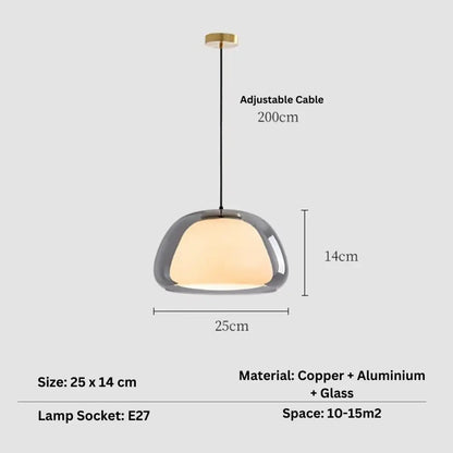 Decorbites modern jelly globe pendant light with sleek dome-shaped glass shade and copper-aluminum frame