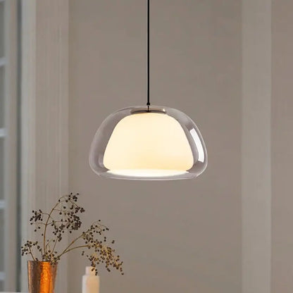Decorbites™ modern jelly globe glass pendant light with clear glass dome and warm diffused glow globe pendant light