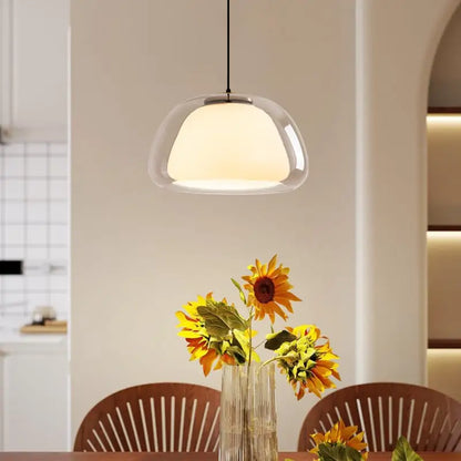 DecorBites modern jelly globe glass pendant light with warm diffused glow and sleek black cord for indoor lighting