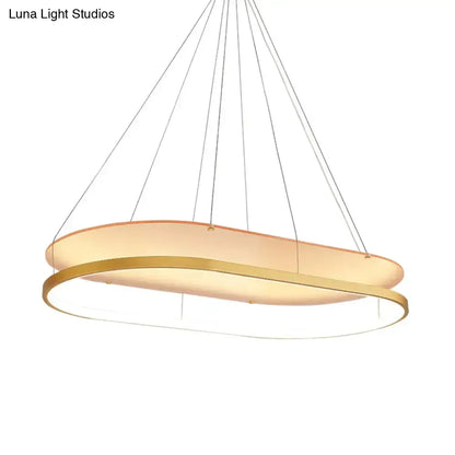 Decorbites modern led acrylic dual oval pendant chandelier in black and gold with warm glow for dining room lighting