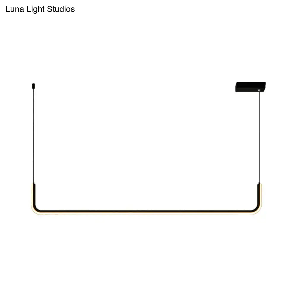 Minimalist black metal half rectangle hanging lamp kit with brass accents and adjustable warm white lighting