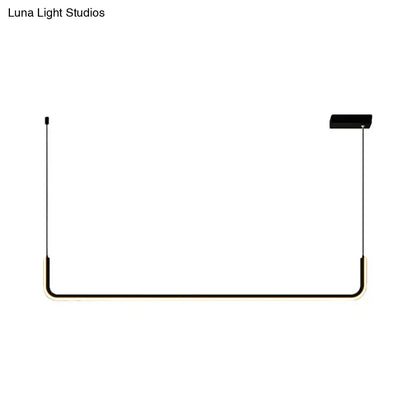 Minimalist black metal half rectangle hanging lamp kit with brass accents and adjustable warm white lighting