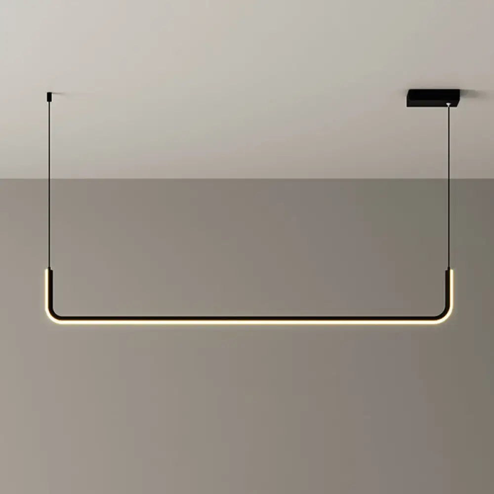 Minimalist black metal half rectangle hanging lamp kit with sleek design and adjustable warm white led lighting