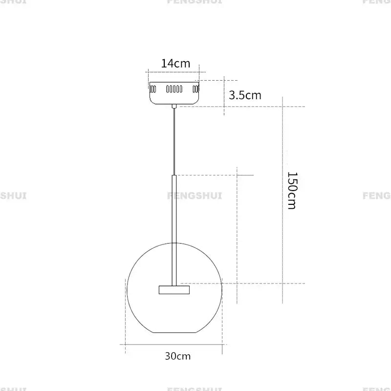 DecorBites™ modern led bubble ball chandelier with sleek circular shade and slender rod for living room lighting