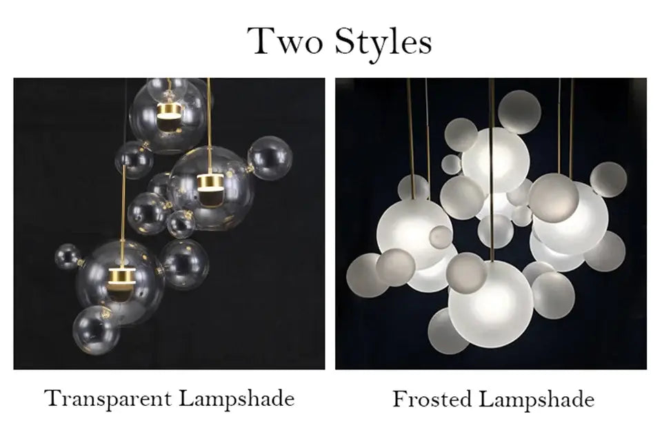 Decorbites modern led bubble chandelier with clear glass spheres and gold fixtures for living room or dining room decor led lighting