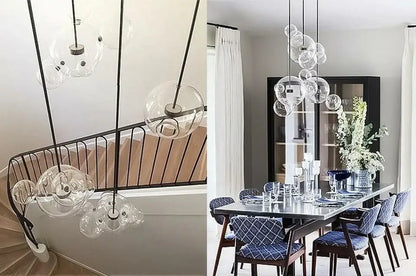 Clear glass bubble pendant lights with black cords for nordic decor led living room lighting by DecorBites™