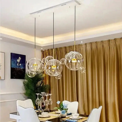 DecorBites™ modern led bubble chandelier with gold accents glass pendant lights for living room nordic decor led lighting
