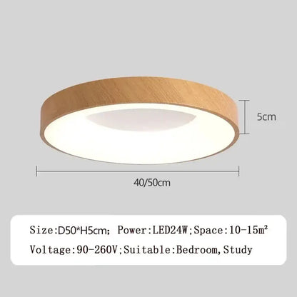 Decorbites modern led ceiling light with warm wood-grain finish and white diffuser for indoor use