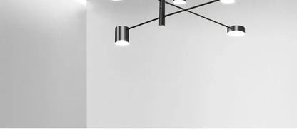 DecorBites™ modern led chandelier in gold black metal with cylindrical light fixtures for living room and bedroom use
