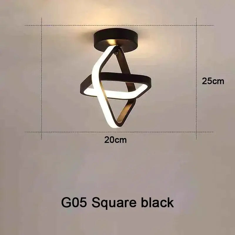 DecorBites™ modern led chandelier light in black with sleek geometric intertwined led strips for household use with three color options