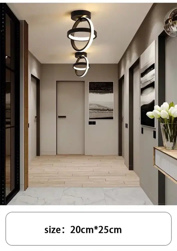 Decorbites modern led chandelier with black and white circular layered ring design and three color options for households