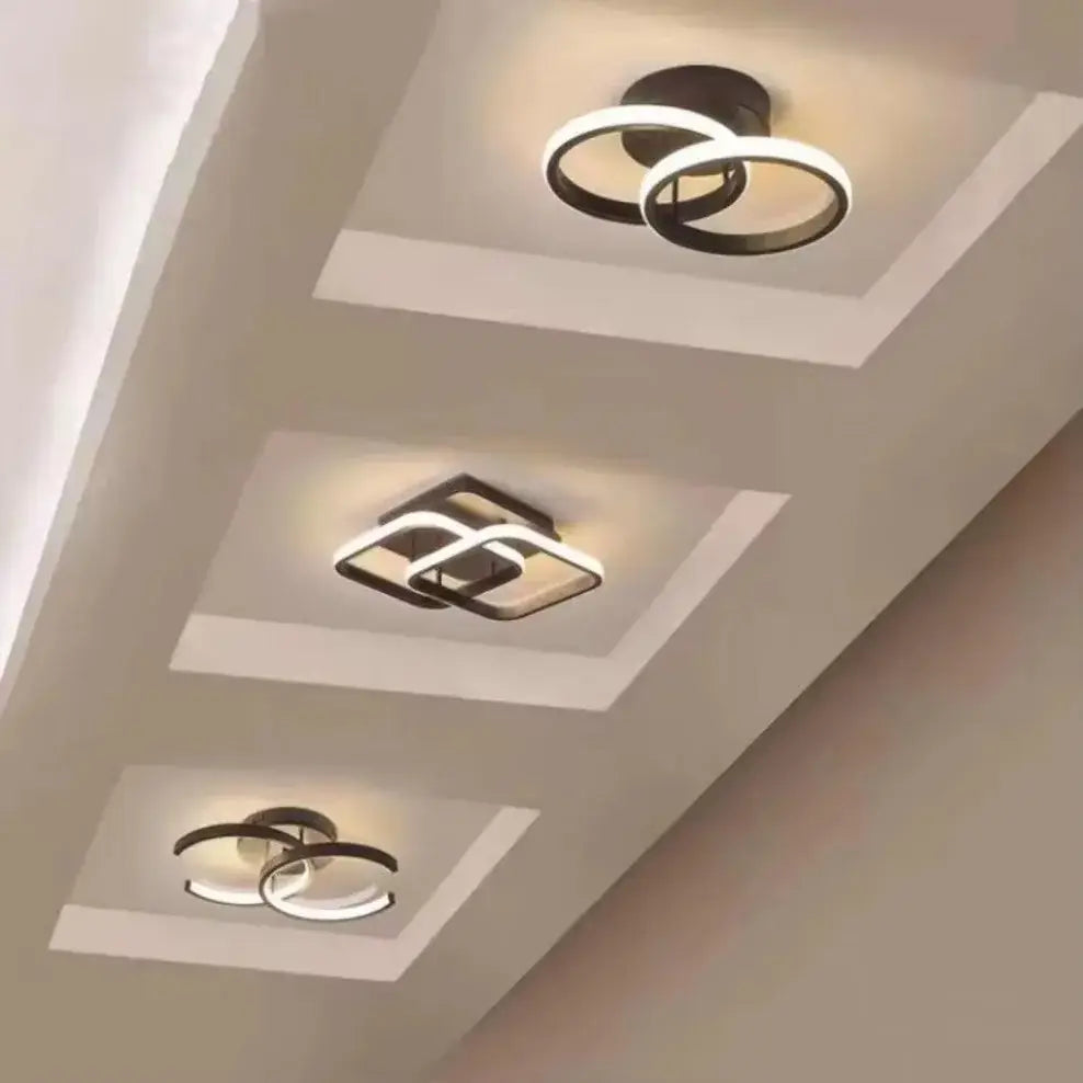 DecorBites™ modern black and white led chandelier with sleek geometric designs and three color options for home use