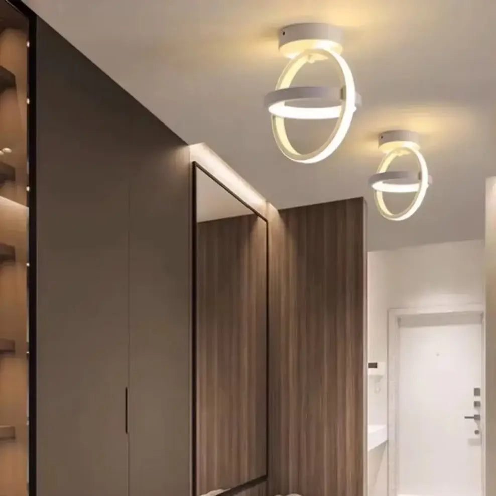 Decorbites modern led chandelier with sleek white circular lights offering three color options for household use