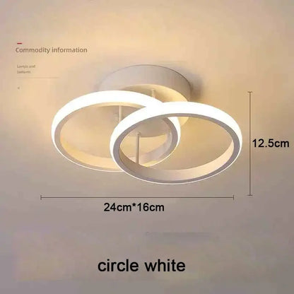 DecorBites modern white led chandelier with two interlocking rings available in three color options for home use