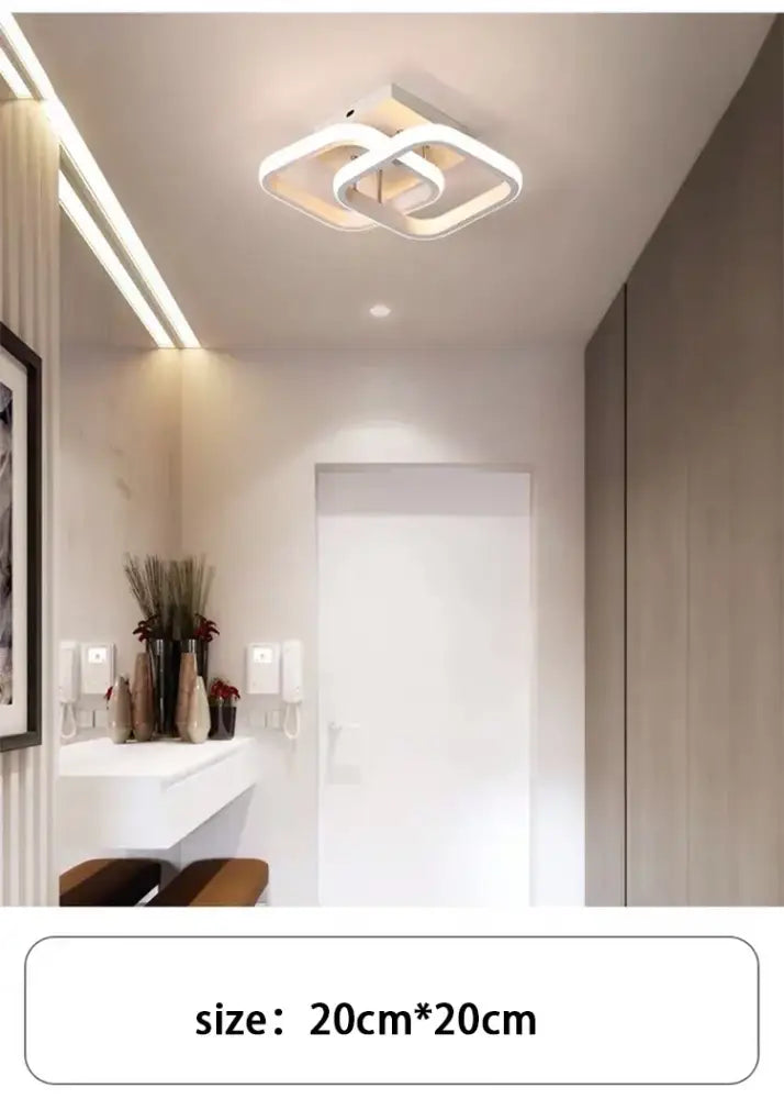 DecorBites™ modern white led chandelier with geometric interlocking square design and three color options for home