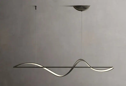 DecorBites™ modern led chandeliers pendant lights with sleek wave-like design in brushed metallic finish for dining or bedroom