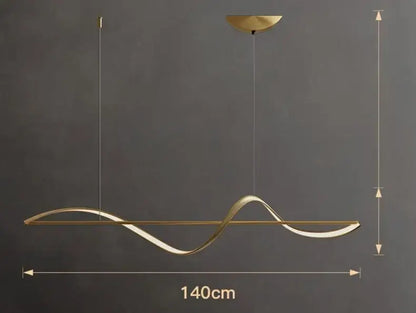 Decorbites modern led chandeliers sleek gold-toned pendant lights with flowing wave design for dining or bedroom
