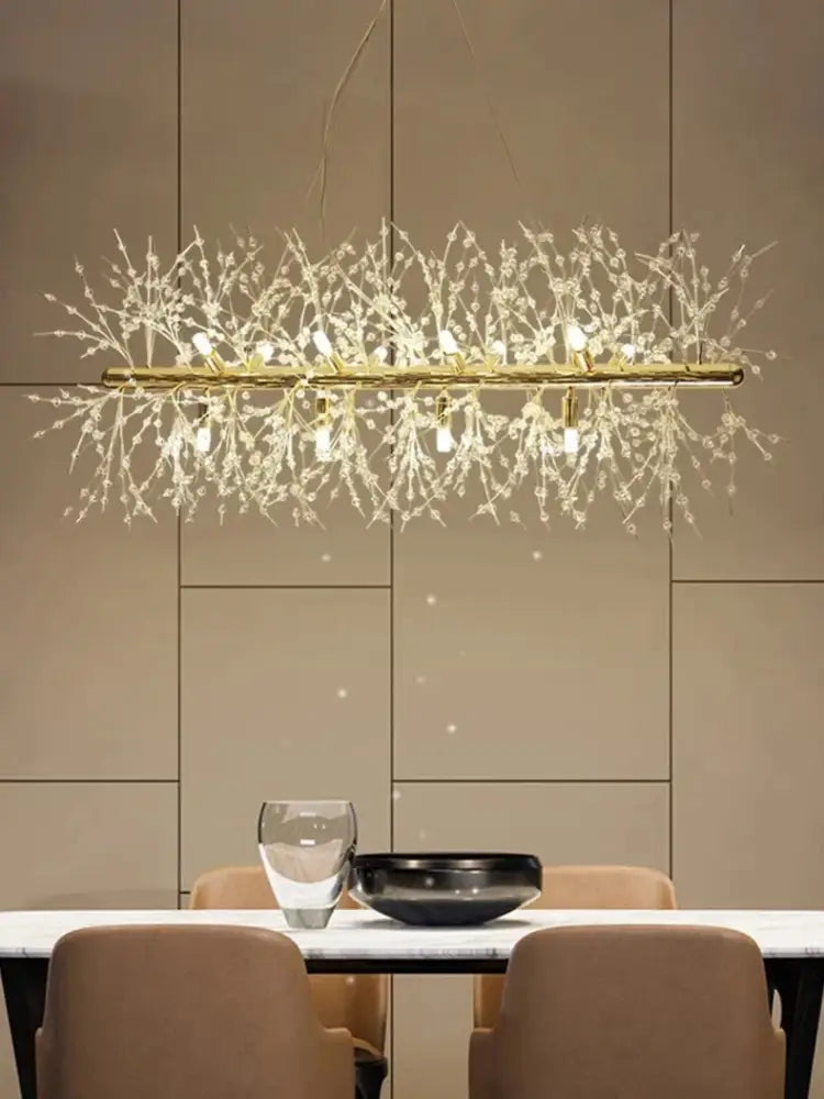 Gold-toned branch-style decorbites modern led pendant chandelier with crystal accents for elegant home decor lighting